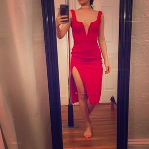 Red slit dress